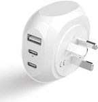 Ceptics Australia, China Travel Adapter - 5 Input with 20W PD-QC 3.1A Dual USB-C and USB - Ultra Compact - Light Weight - USA to Any Type I Countries Such as New Zealand, Argentina and More