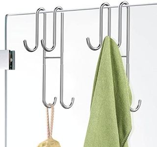 Shower Door Hooks, 2 Pack Extended Double Towel Hooks for Bathroom Frameless Glass Shower Door, Heavy Duty Stainless Steel Bathroom Hanger without Perforation