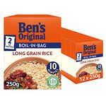 Ben's Original Boil In Bag Long Grain Rice, Bulk Multipack 12 x 250 g boxes (Total 24 bags, 2 portions per bag)