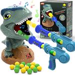 NATTHSWE Moving Dinosaur Shooting Game, Shooting Games for Kids 2 Air Toy Gun 20 Foam Balls with Sound Score Recorder for 6 7 8 9 +Age Boys Girls Toy Children's Birthday Gift