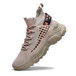 Fushiton Mens Trainers Running Shoes Hi Top Casual Shoes Fashion Sport Sneakers Walking Lightweight Breathable Beige