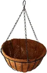 Gardman R407 Black Traditional Hanging Basket with Coco Liner, 12" Diameter