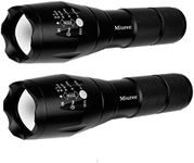 2Pcs Tactical Flashlight Water Resistant Military Grade Tac Light with 5 Modes & Zoom Function Ultra Bright Torch