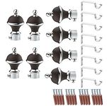 GLOXY Manjira Shape Stainless Steel & ABS Curtain Bracket Parda Holder with Support 1 Inch Rod Pocket Finials Designer Door and Window Rod Support Fittings, Curtain Rod Holder(Brown, Pair of 4)