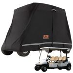 VEVOR 4 Passenger Golf Cart Cover, 600D Polyester Full Cover, Universal Fits for Most Brand Club Car Covers, Waterproof, Sunproof, and Dustproof Outdoor Golf Cart Cover with Three Zipper Doors, Black