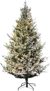 Christmas Tree World | 6ft Artificial Pre-lit Frosted Ultra Mountain Pine | Natural and Realistic Look with Bushy and Luxury Quality PVC Tips | Easy to Assemble and Take Down | 120cm Diameter