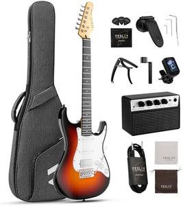 Fesley 39 Inch Electric Guitar: Beginner Electric Guitar Kit with HSS Pickup, Full Size Solid Body Guitar Starter Set with Amplifier, Bag, Strap, String, Cable, Picks, FST100, Sunburst