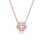 Swarovski Sparkling Dance necklace, Clover, Pink, Rose gold-tone plated