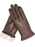 Vislivin Touch Screen Winter Gloves Women Leather Gloves Warm Texting Driving Glove Brown S