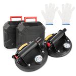 2 PCS Suction Cups, 8 Inch Glass Suckers Heavy Duty Vacuum Lifter with Pressure Gauge and Handle for Tile Granite Lifting&Window Glass Lifting Replacement, 330lbs Load Capacity