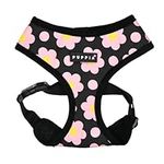 Puppia Bacopas Dog Harness A (Over-The-Head) Fashionable Flower Pattern Spring Summer Harness for Small and Medium Dogs, Black, Medium