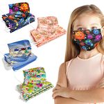 3 Ply Breathable Kids Disposable Face Masks, Cute Colored Patterns For Boys and Girls 5-12 Yrs Old, 48/50 Pack Assorted4 48 Count (Pack of 1)