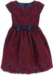 Flower Girl Cap Sleeve Floral Lace Dress for Big Girl Burgundy Navy 7 S6.58K