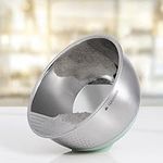 Navaris 22cm Stainless Steel Colander - Tiltable Sieve w/Front Strainer, Non-Slip Silicone Base - Metal Fruit Washer - Sieves and Strainers for Rice, Pasta, Food - Mint Green