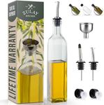 Zulay Olive Oil Dispenser For Kitchen, Glass Oil Container With Spout, Oil Decanter/Cruet Dispenser, Bottle Dispenser With Pourers and Funnel, 1 Pack (Clear)