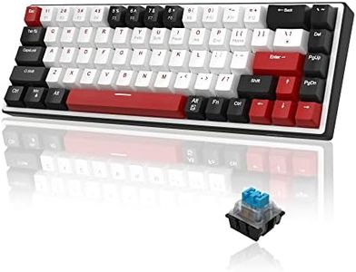 60% Mechanical Gaming Keyboard, 68 Keys Compact Blue LED Backlit Gaming Keyboard, MageGee SKY68 Wired Ergonomic Mini Office Keyboard for Windows PC Gamer (Blue Switch, Black & White)