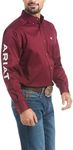 ARIAT Men's Team Logo Twill Classic Fit Shirt, Burgundy/White, Medium