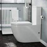 Tornado Reduced Noise Back to Wall Toilet Close Coupled Bathroom Toilets WC Ceramic Pan & Cistern Soft Close Seat Modern D Shape Elongated Swirling Flush to Wall Toilet WC