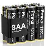 POWXS 3200mAh AA Lithium Batteries, 8-Pack 1.5V Lithium Iron Double A Batteries, Suitable for Blink Cameras, Video Doorbells, Flashlights, Toys, Remote Controls 【Non-Rechargeable】
