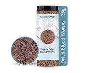 Foodie Puppies Freeze Dried Blood Worms 35g - Food for Guppies, Mollies, African Cichlids, Betta & Discus Fish and Tropical, Marine Fish & Turtles