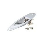 Musiclily 1/4 "Boat Input Output Jack Plate Socket with Screws for Fender Strat Electric Guitar, Chrome