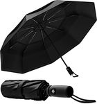 REXERA Portable Auto Travel Umbrella - Umbrellas for Rain Windproof, Strong & Easy Auto Open/Close Button for Single Use Umbrella for Wind and Rain, Perfect Car Umbrella for Men & Women (BLACK)