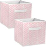 DII Foldable Fabric Storage Containers for Nurseries, Offices, Closets, Home Décor, Cube Organizers & Everyday Storage Needs, (Large - 11 x 11 x 11) Herringbone Mauve - Set of 2