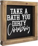 flangairy Western Bathroom Decor Southwestern Wall Art, Wooden Take A Bath You Dirty Cowboy Signs, Home Shelf Table Rustic Decoration