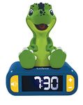 Lexibook RL800DINO Dinosaur Nightlight, Alarm Clock for Boys and Girls, Snooze, Colour Blue/Green,Medium