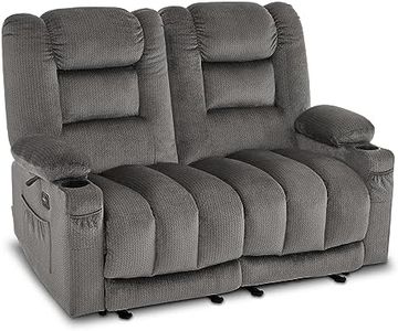 MCombo 55.9" Power Loveseat Recliner with Heat and Vibration, Fabric Electric Loveseat Recliner, USB Charge Port, Cup Holders for Living Room PR648 (Grey)