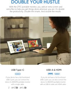 ARZOPA 16.1" 144Hz Portable Gaming Monitor – FHD HDR, Ultra Slim, Kickstand