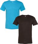 Bella + Canvas Unisex Crew Neck Triblend Short Sleeve Tee, Aqua/Espresso, XXL