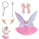 Fairy Wings Kids,Girls Fairy Costume Set With Butterfly Wings,Princess Party Dress Up Pretend Play Costumes For Halloween