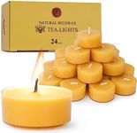 Natural Yellow Beeswax Tealight Candles - 24 pcs - Organic Candle Natural Scent Smokeless Clean Burning