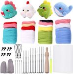 LOKUNN Needle Felting Starter Kit, Complete Needle Felting Tools, Needle Felting Kit with Felting Needles, Instructions, Felting Foam Mat, and Other Tools, for Adults Beginner Supplies DIY Crafts