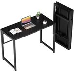 GreenForest Folding Desk for Small Spaces,35.4 in No-Assembly Small Computer Desk for Home Office,Space Saving Foldable Table Study Office Desk,Black