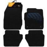 FSW - Fits Ford Fiesta 2011-2017 Mk7 Tailored Black Carpet Car Floor Mats - PVC Cushioned Heel Pad - Anti Slip Mat - Non Slip - 4Pc Floor Mats - Black Edging