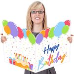 party greeting Jumbo Birthday Card Giant Guest Book Big Happy Birthday Party Signs Decorations Extra Large Birthday Gifts Cards Supplies for Women Men Boss -Large 14 x 22 inches