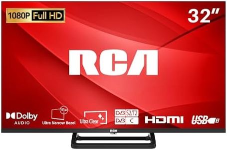 RCA 32 Inch FHD TV, Bezeless Design Freeview Dolby Digital Audio Full HD Television, DVB T2/S2 1080P LED Backlighting Display TV, HDMI USB RF CI Monitor PS5 Xbox, Small TV Bedroom Kitchen