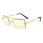 FEISEDY Vintage Rimless Sunglasses Rectangle Frameless Candy Color Glasses Women Men B2642