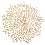 HEYOMART PVC Placemats Sets of 4 Round Leaf Place Mats Washable Heat Resistant Vinyl Table Mats for Morden Kitchen Dining Table Wedding Accent Centerpiece Placemat, Gold