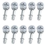 Antrader 10-Pack Furniture Side Knock Down Furniture Cam Lock Connecting Fitting Pre-Inserted Nut Dowels Connector Assembly (812 Fitting+28mm Fitting Screw)