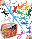 UpBrands Super Stretchy Lizard Toys 3" Bulk Set, 12 Colors, Sticky Gecko Birthday Party Favors for Kids, Goodie Bags, Easter Egg Basket Stuffers, Pinata Filler, Students Rewards (24 Pack)