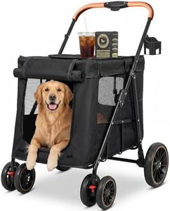 Dog Stroller for Large & Medium Dogs (Up to 80 lbs) Foldable Pet Stroller with Cup Holder & Dual Carbon Steel Support Bars, All-Terrain Wheels, Storage Pocket, Dog Wagon Strollers for Multiple Pets
