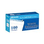 BAZIC Self Seal White Envelope 3 5/8" x 6 1/2" #6, No Window Mailing Envelopes, Peel & Seal Mailer for Business Invoice Check (100/Pack), 24-Packs