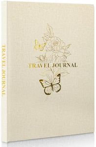 BeleePlanner Travel Journal-B5 Linen World Travel Journal, Travel Gifts for Women, Travel Notebook with Prompts, 12 Trips, Photos, Bucket List, Keepsakes, 7.6" x 10.3" - Beige