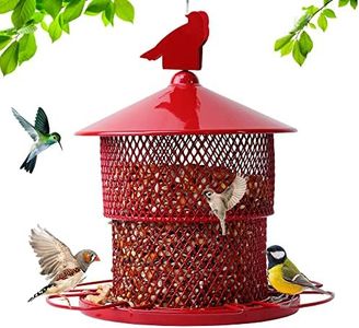 Metal Bird Feeders for Outdoors Hanging, Squirrel Proof Bird Feeder, 4 Lbs Large Capacity, Heavy Duty Wild Birdfeeder, 6 Perches, Supports Cardinals, Finch, Blue Jay