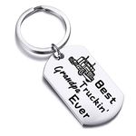 Trucker Grandpa Gifts Best Truckin Grandpa Ever Keychain Trucker Driver Grandpa Gifts Truck Gift for Grandpa (silver)