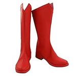 Allten Mens Superhero Clark Leather Red Flat Boots Shoes Cosplay Costume (5 M US Male)