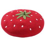 Zasy Casual Wool Beret Hat Classic French Artist Beanies Handmade Strawberry Cap for Women